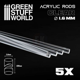 GSW: Akrylové tyče, okrúhle, 1,6 mm - priehľadné